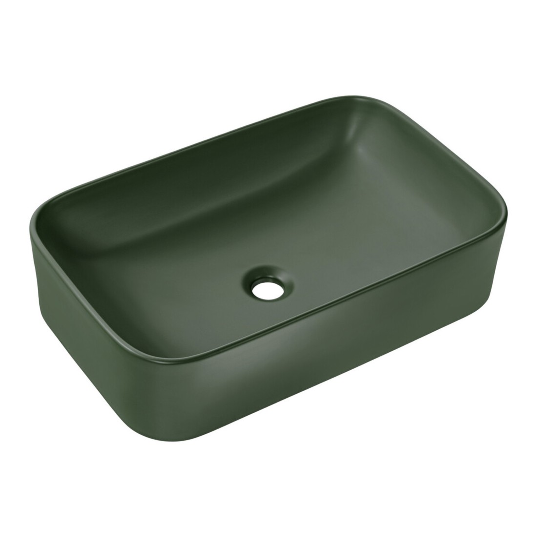 Vasque à poser rectangulaire 61x38 cm vert mat en céramique