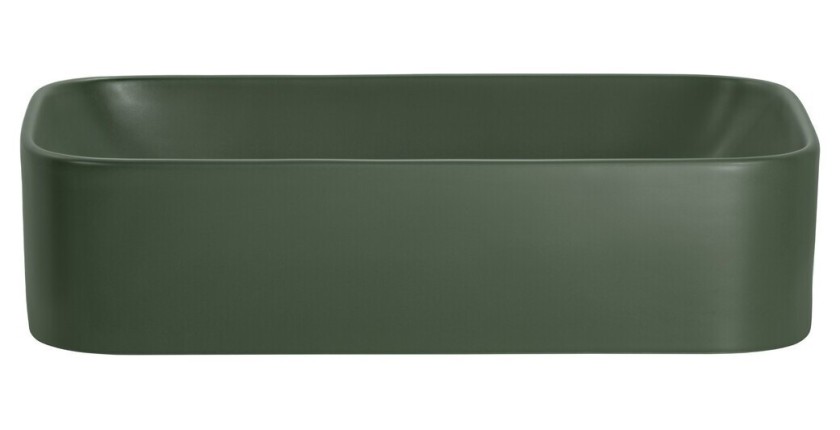 Vasque à poser rectangulaire 61x38 cm vert mat en céramique