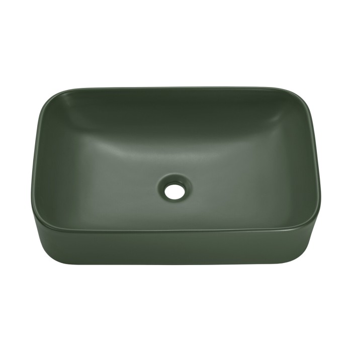 Vasque à poser rectangulaire 61x38 cm vert mat en céramique