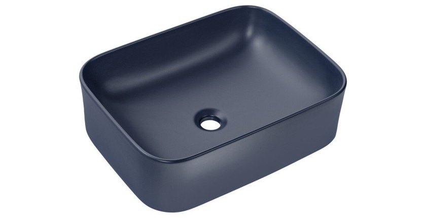 Vasque à poser rectangulaire 50,5x38 cm bleu marine mat en céramique