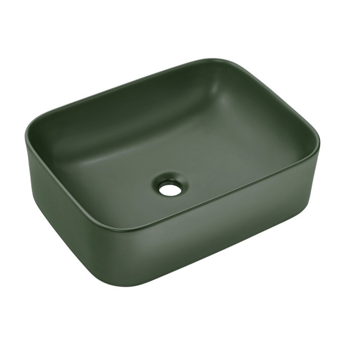 Rechthoekige opbouwwastafel 50 cm mat groen badkamer