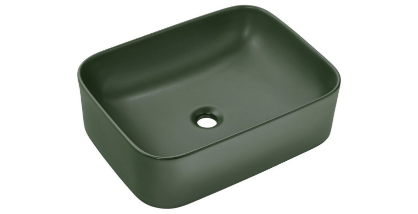 Vasque à poser rectangulaire 50 cm vert mat salle de bain