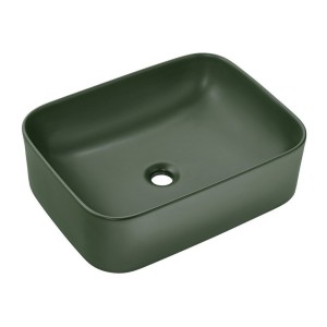 Vasque à poser rectangulaire 50 cm vert mat salle de bain