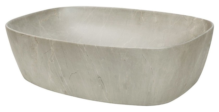 Vasque à poser rectangulaire 50,5x38,5 cm beige effet pierre minérale