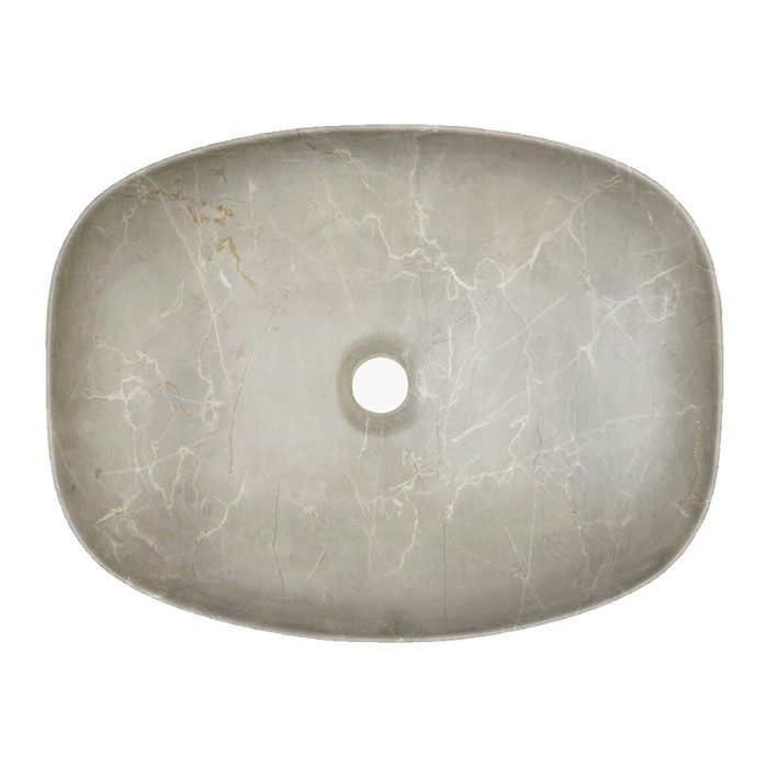 Lavabo da appoggio rettangolare 50,5x38,5 cm beige effetto pietra minerale