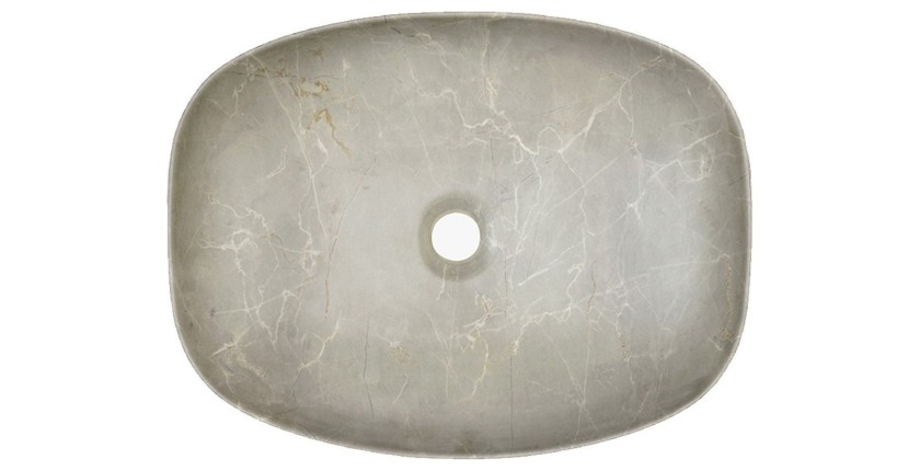 Vasque à poser rectangulaire 50,5x38,5 cm beige effet pierre minérale