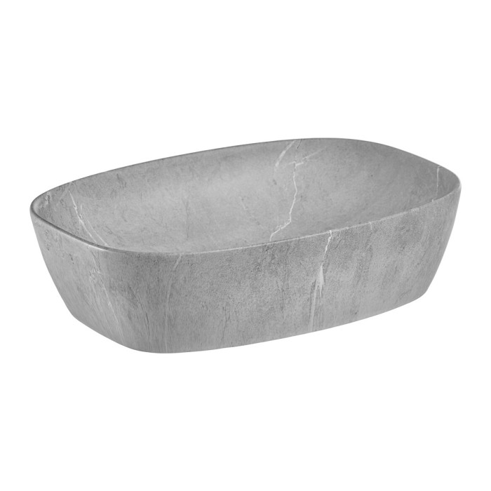 Lavabo rettangolare da appoggio 50,5x38,5 cm grigio effetto pietra naturale