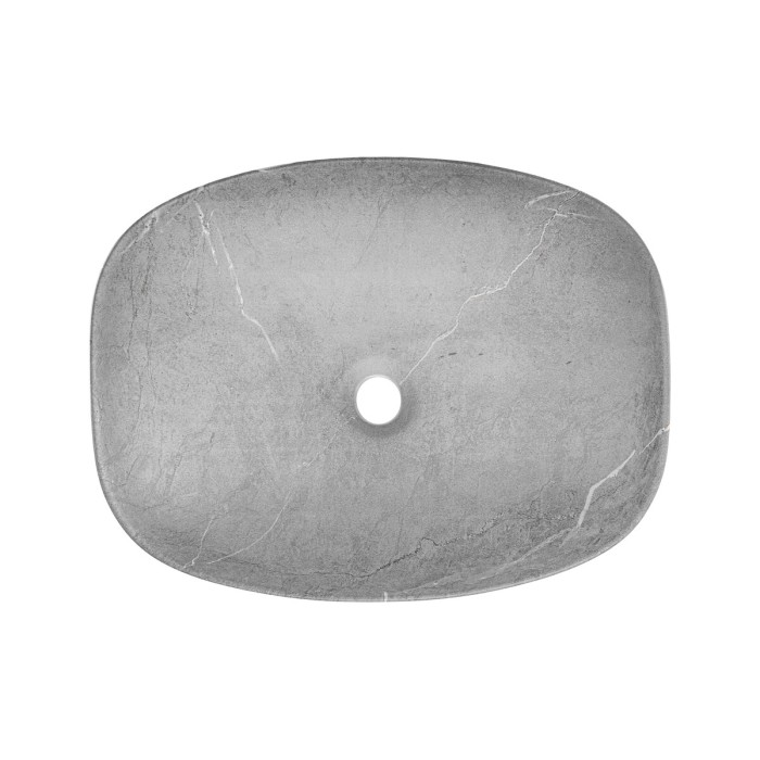 Lavabo de sobreponer rectangular 50,5x38,5 cm gris efecto piedra natural