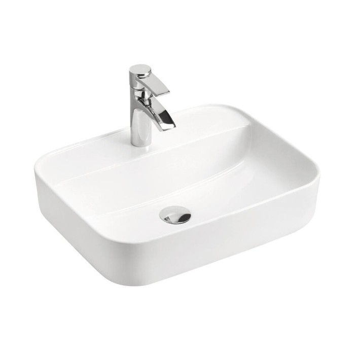 Vasque à poser rectangulaire 50x40 cm blanc brillant en céramique