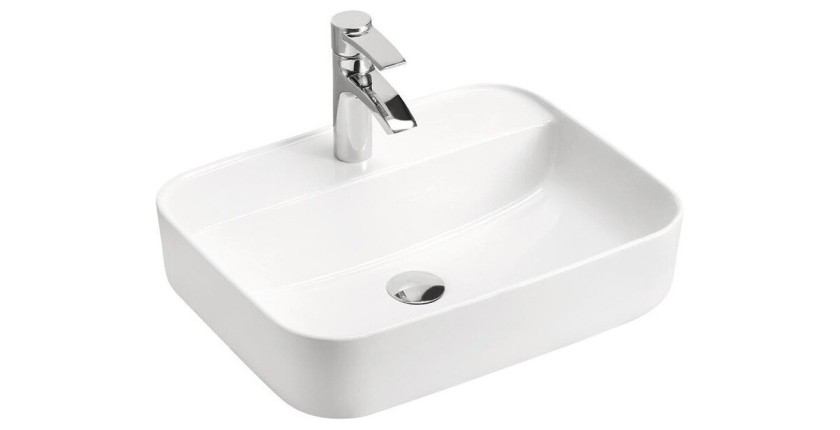 Vasque à poser rectangulaire 50x40 cm blanc brillant en céramique