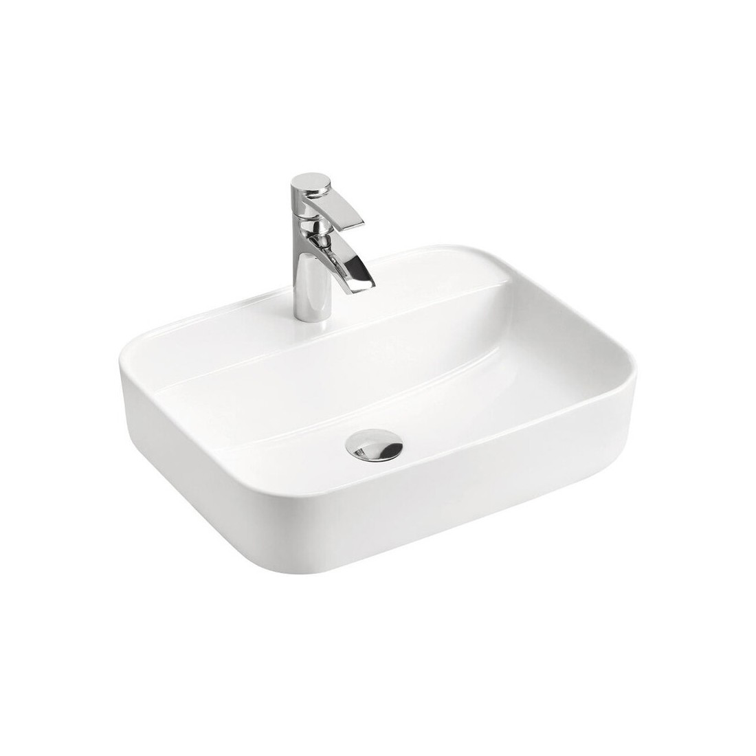 Vasque à poser rectangulaire 50x40 cm blanc brillant en céramique