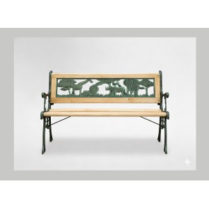 Banc d’extérieur enfant ANIMA 82 cm bois et fonte verte jardin 