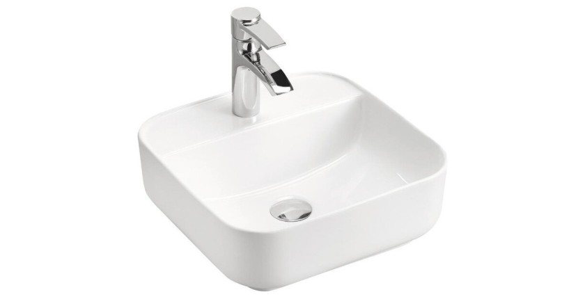 Vasque à poser carrée 40x40 cm blanc brillant en céramique