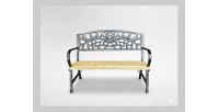 Banc d’extérieur FERONA 120 cm bois et acier noir jardin terrasse 