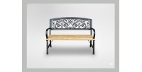 Banc d’extérieur FERONA 120 cm bois et acier noir style classique 