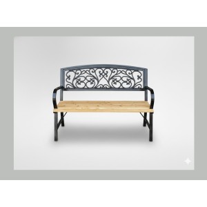 Banc d’extérieur FERONA 120 cm bois et acier noir style classique 