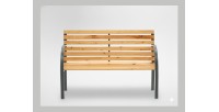 Banc de jardin BANCO 120 cm bois et acier gris extérieur résistant 