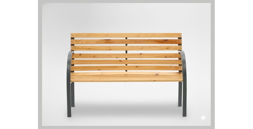 Banc de jardin BANCO 120 cm bois et acier gris extérieur résistant 