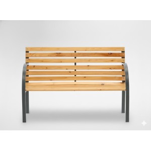 Banc de jardin BANCO 120 cm bois et acier gris extérieur résistant 