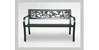 Banc d’extérieur MODERNA 125 cm acier noir motif roses 