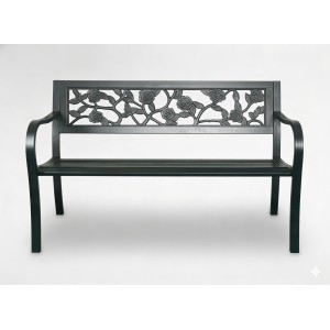 Banc d’extérieur MODERNA 125 cm acier noir motif roses 