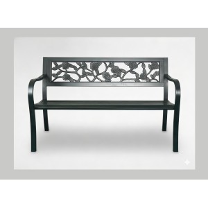 Banc d’extérieur MODERNA 125 cm acier noir motif roses 