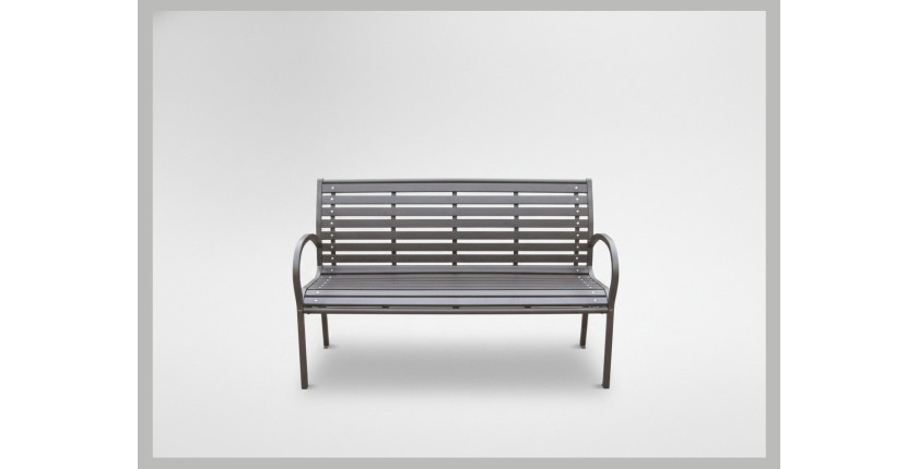Banc d’extérieur MODERNA 125 cm acier et plastique noir design jardin terrasse 