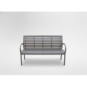 Banc d’extérieur MODERNA 125 cm acier et plastique noir design jardin terrasse 