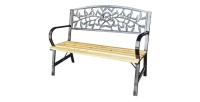 Banc d’extérieur FERONA 120 cm bois et acier noir jardin terrasse