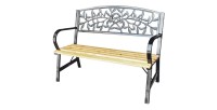 Banc d’extérieur FERONA 120 cm bois et acier noir jardin terrasse