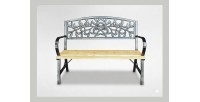 Banc d’extérieur FERONA 120 cm bois et acier noir jardin terrasse