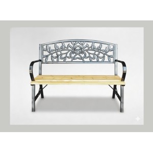 Banc d’extérieur FERONA 120 cm bois et acier noir jardin terrasse