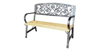 Banc d’extérieur FERONA 120 cm bois et acier noir style classique