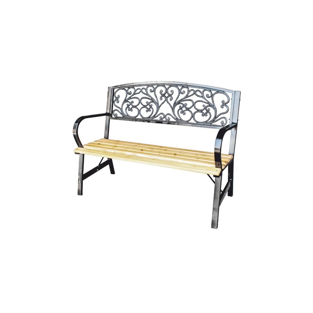 Banc d’extérieur FERONA 120 cm bois et acier noir style classique