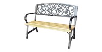 Banc d’extérieur FERONA 120 cm bois et acier noir style classique