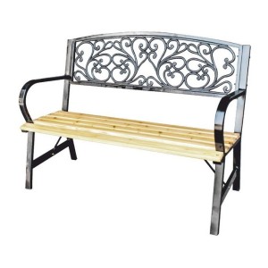 Banc d’extérieur FERONA 120 cm bois et acier noir style classique