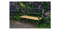 Banc d’extérieur FERONA 120 cm bois et acier noir style classique