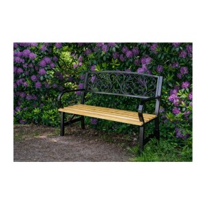 Banc d’extérieur FERONA 120 cm bois et acier noir style classique