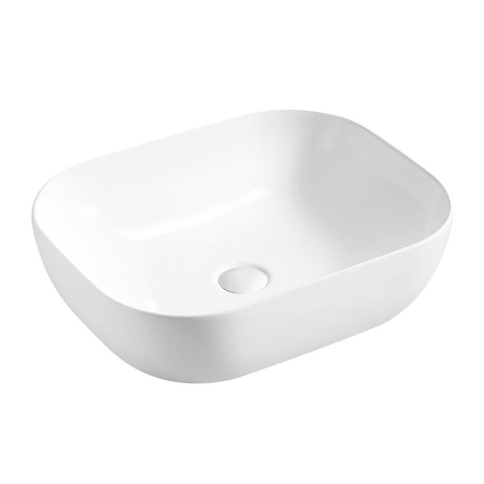 Lavabo de sobreponer rectangular 50x40 cm blanco brillante de cerámica – SMILE 50
