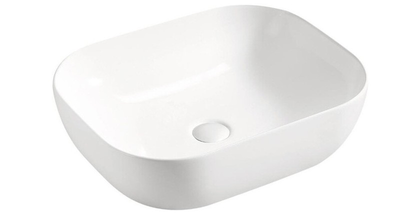 Vasque à poser rectangulaire 50x40 cm blanc brillant en céramique – SMILE 50