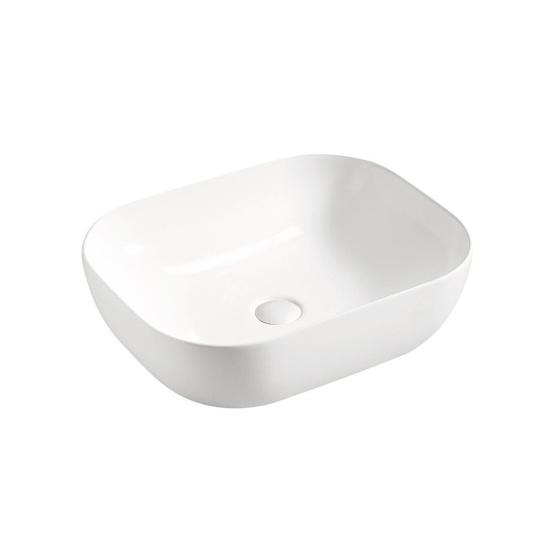 Vasque à poser rectangulaire 50x40 cm blanc brillant en céramique – SMILE 50