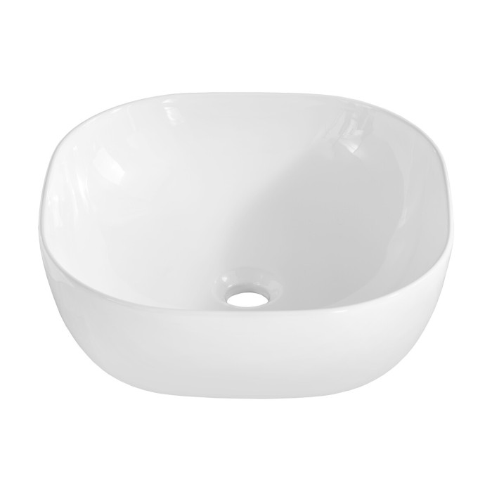 Lavabo de sobreponer cuadrado 41x41 cm blanco brillante en cerámica
