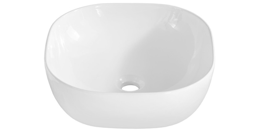 Vasque à poser carrée 41x41 cm blanc brillant en céramique