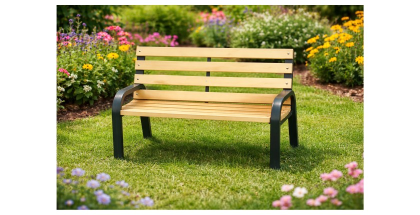 Banc enfant BANCO 81 cm bois et acier pour jardin extérieur