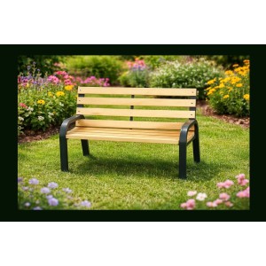 Banc enfant BANCO 81 cm bois et acier pour jardin extérieur