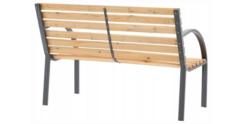 Banc de jardin BANCO 120 cm bois et acier gris extérieur résistant