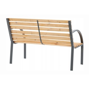 Banc de jardin BANCO 120 cm bois et acier gris extérieur résistant