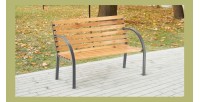 Banc de jardin BANCO 120 cm bois et acier gris extérieur résistant