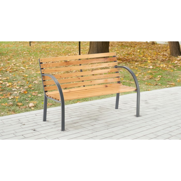 Gartenbank BANCO 120 cm Holz und grauer Stahl, wetterfest