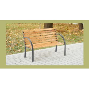Banc de jardin BANCO 120 cm bois et acier gris extérieur résistant